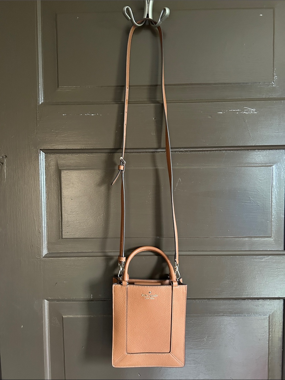 kate spade tan pebbled leather mini crossbody tote